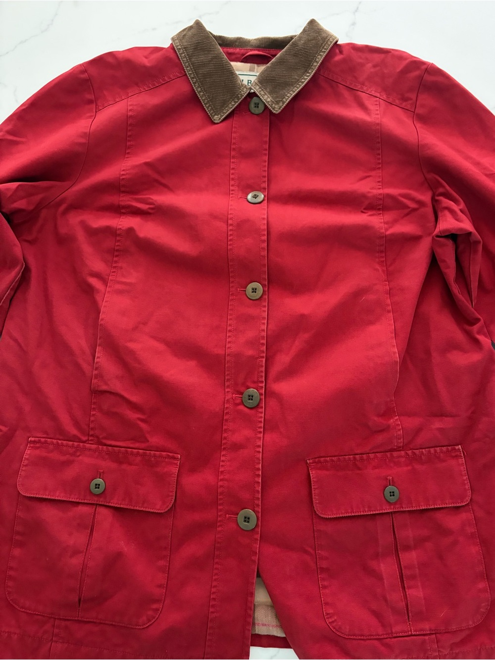 LL Bean XL Reg Adirondack Barn Chore Jacket Red w/ Flannel Lined Like New